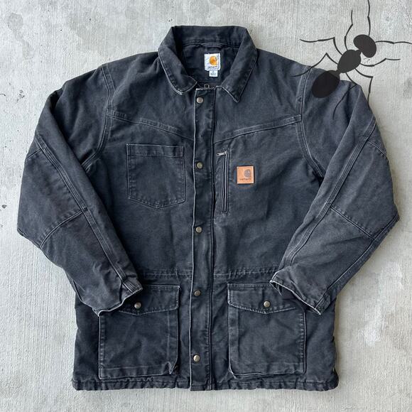 Vintage Y2K Carhartt black chore style work wear jacket - Picture 1 of 9